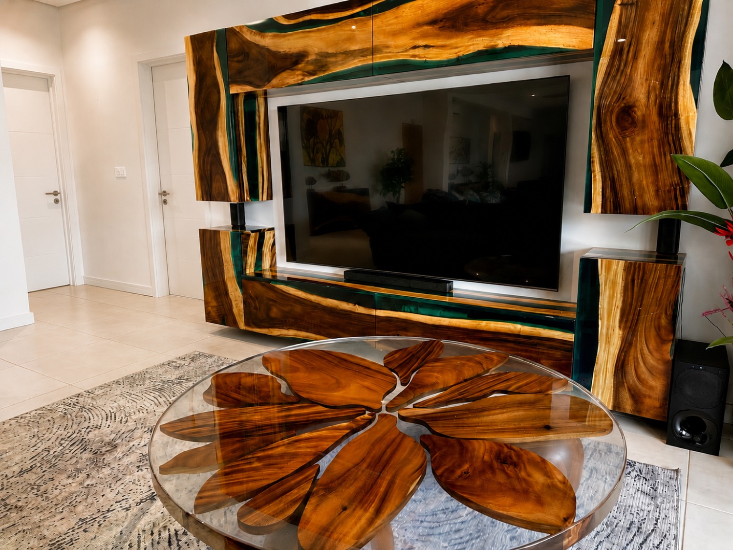 Media lounge with a large smart television